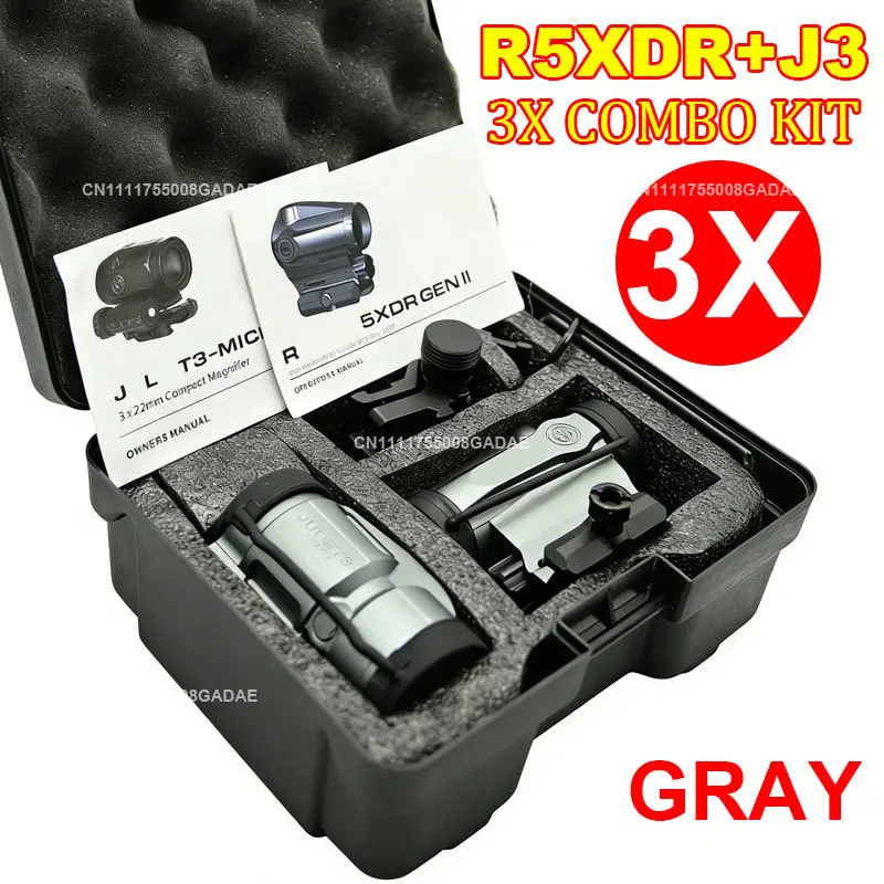 R5XDR GEN II + JULIET5 5X Combo Kit JULIET3 3X Vergrootglas Geweer Holografische Red Dot Richtkijker Omklapbaar 20mm Picatinny Montage