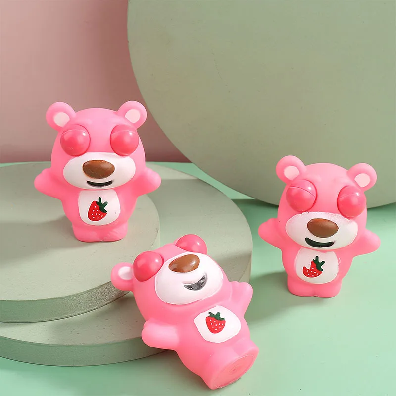 Jouet Anti-Stress, yeux accroupis, ours fraise, colle douce, jouets à presser, Fidget, farces Squishy pour enfants et adultes, cadeau J192