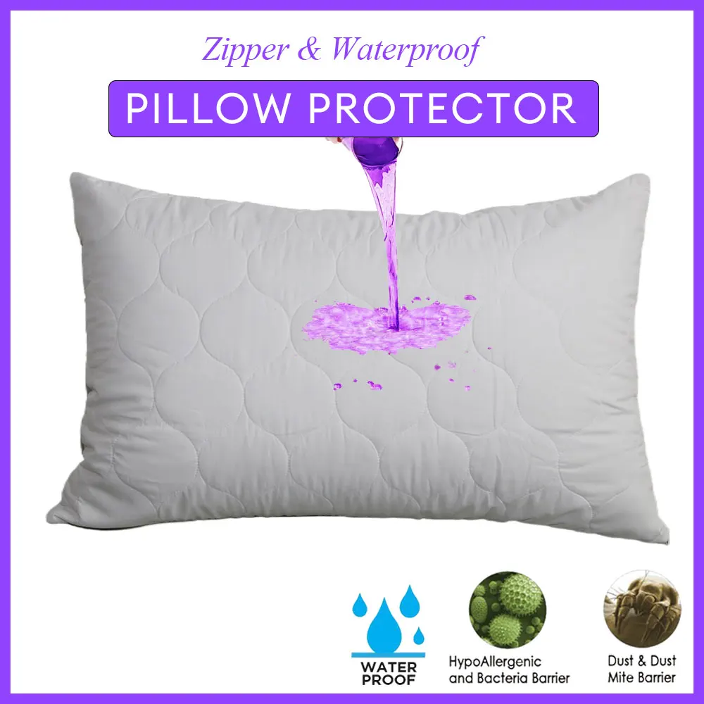 2pcs Pillow Protectors with Zipper Noiseless Pillow Cover 48x74cm Pillow Cases Machine Washable