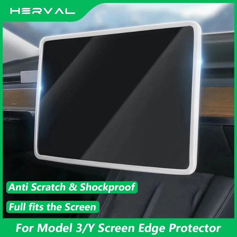 Herval Screen Edge Protector For Tesla Model Y 3 Highland Silicone Frame Central Control Screen Border Protective Accessories