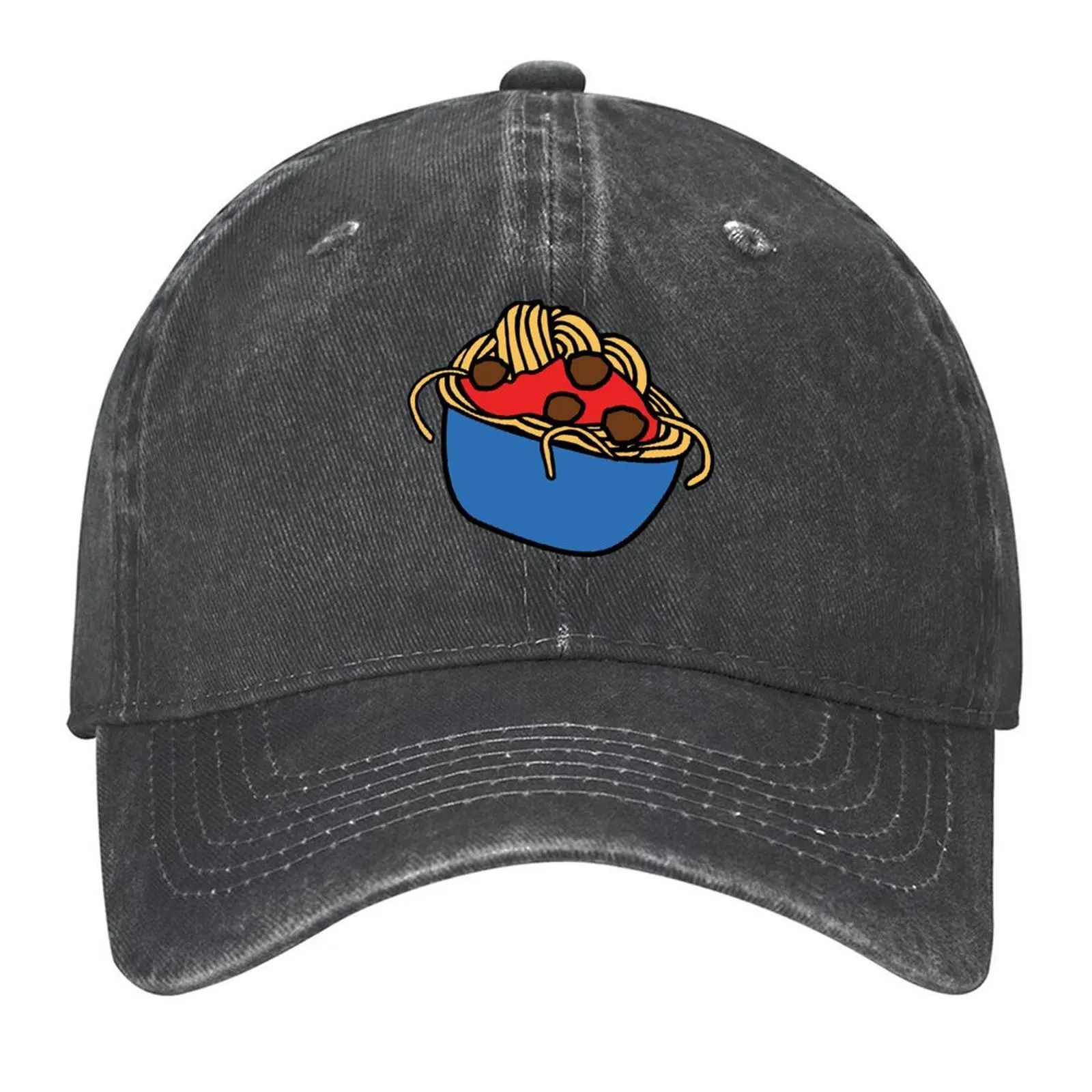 

Spaghetti Pasta and Meatballs Baseball Cap Bobble Hat black Custom Cap Fishing cap Women Men's