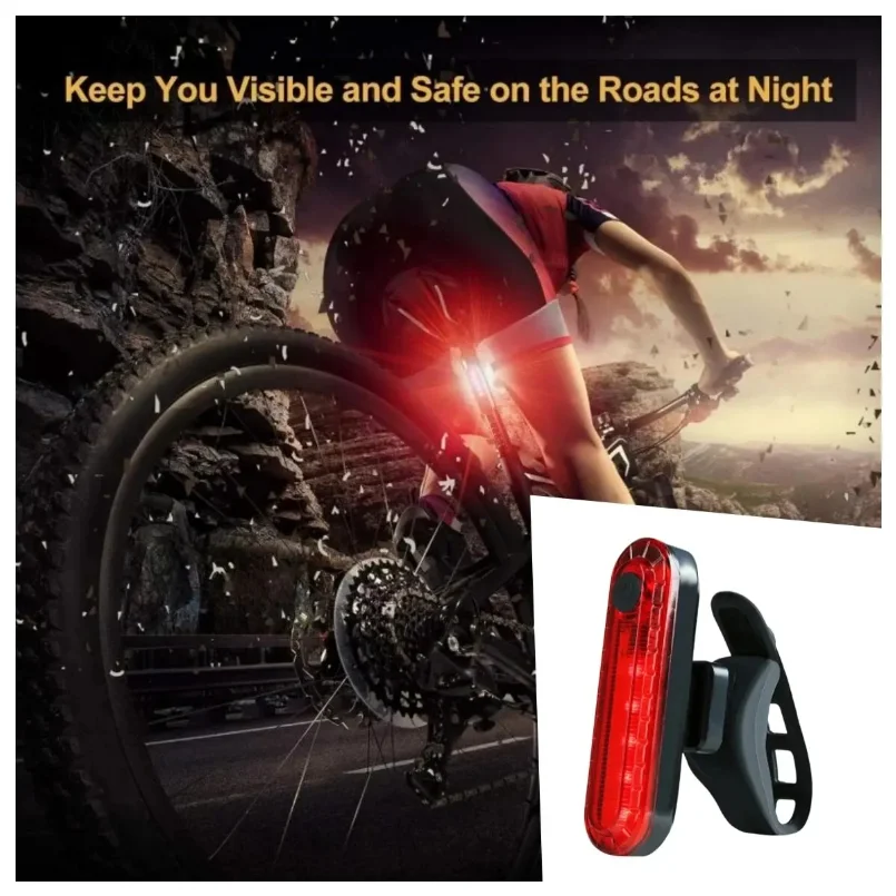 

USB Rechargeable LED Bike Tail Light Bright Bicycle Rear Cycling Safety Flashlight 4 Light Mode Options for Road Mountain