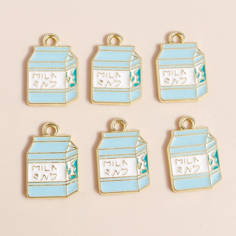 

20pcs 12x18mm Cute Enamel Milk Drink Charms Pendants for Jewelry Making Necklaces Earrings Bracelets DIY Crafts Accessories