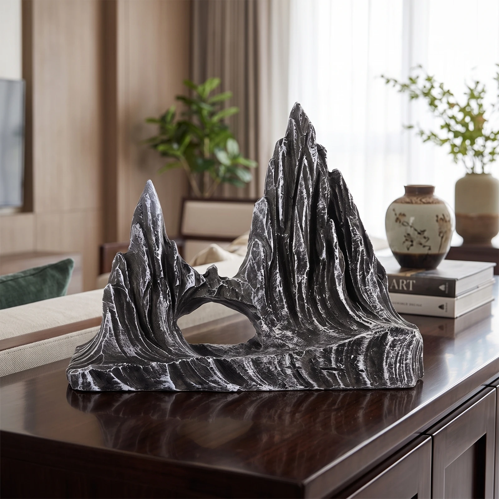 Resin Aquarium Mountain Ornament Natural-Looking Aquarium Rockery Resin Rockery Realistic Mountain Ornament Stone-Like