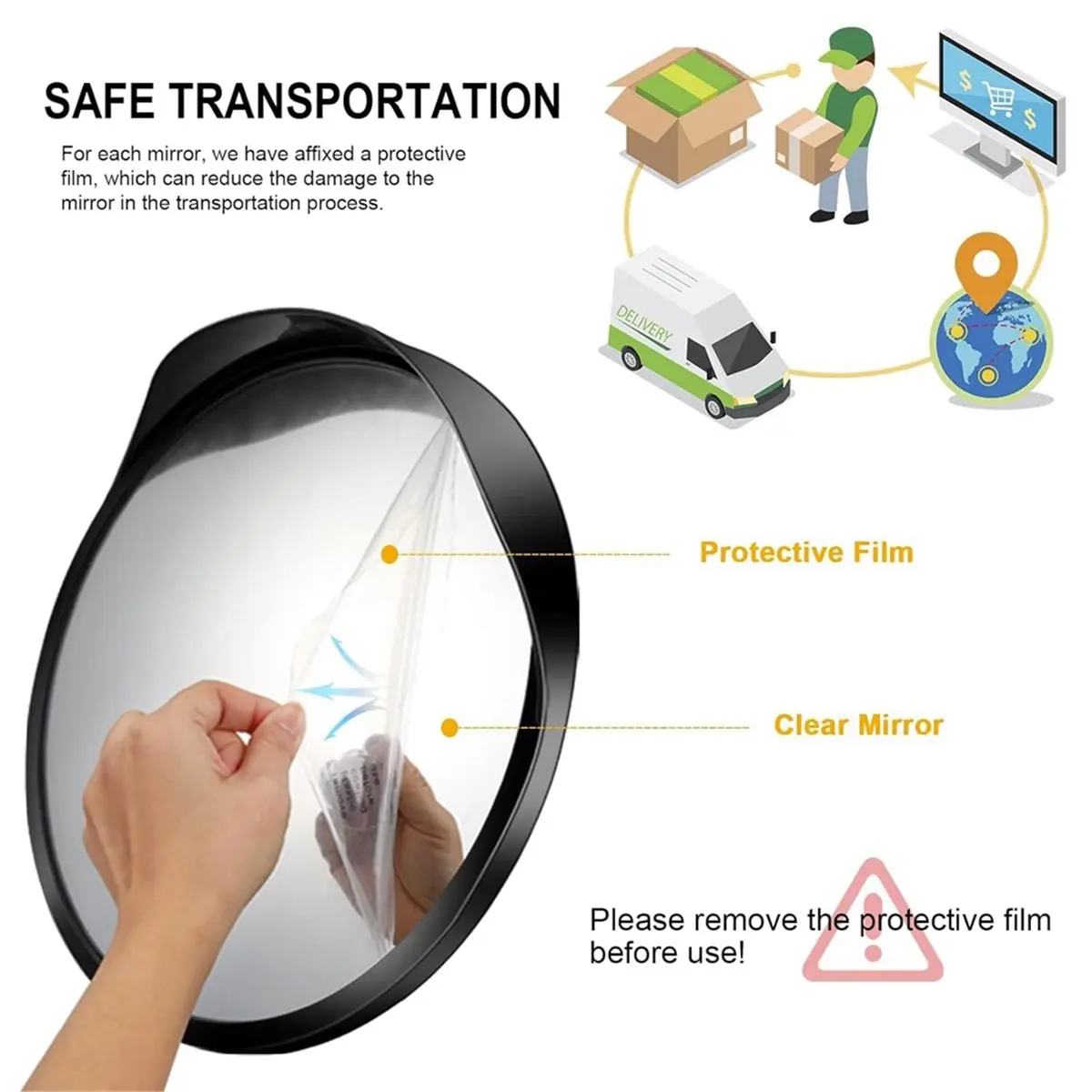 12 Inch Acrylic Convex Mirror, Adjustable Wide Angle View Indoor Security Mirror, Corner Security Blind Spot