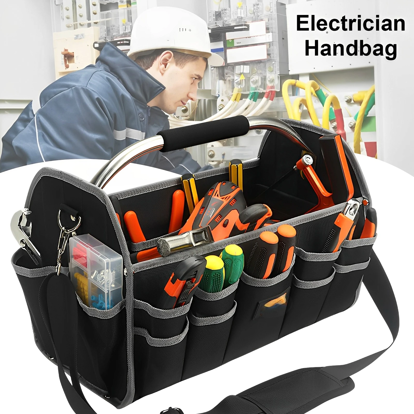 Large Capacity Tool Bag Hardware Organizer Crossbody Belt Men Travel Bag Handbag Backpack Spanner Electrician Carpenter Tool kit