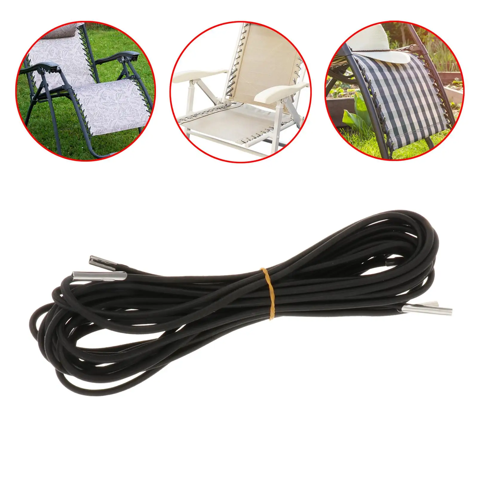 4Pcs Replacement Cord for Zero Gravity Chair Universal Elastic Cord Laces Replacement Laces for Backyard Outdoor Camping Chair