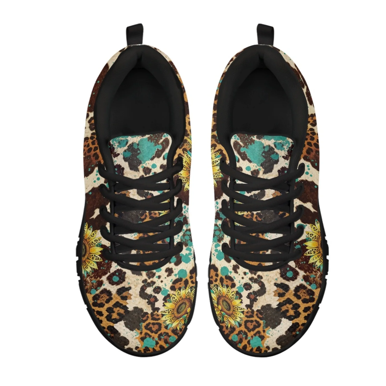Coloranimal Sunflower Print Mens Nursing Shoes for Women Comfortable Low Top Running Sport Sneaker Footwear for Outdoor