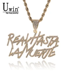 Uwin Letters Pendant Real Hasta La Muerte Necklace Rapper Fashion Cz Personalized Charm Necklaces For Women Hip Hop Jewelry