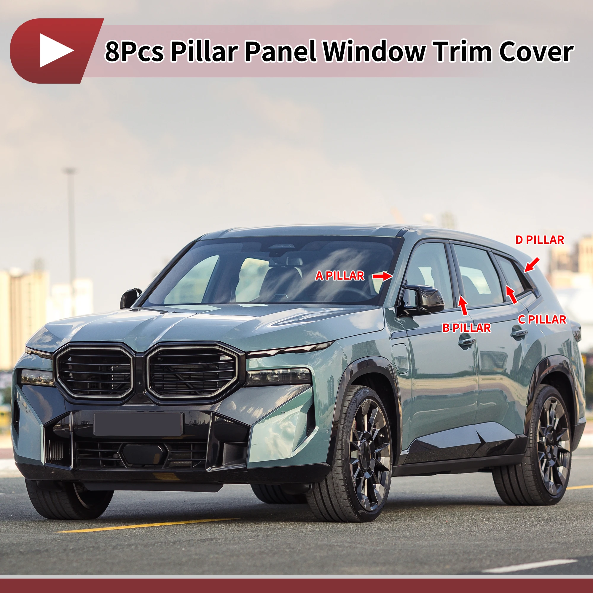 حواف نافذة عمود الباب UXCELL لسيارة Hyundai Verna 2008-2016 باللون الفضي