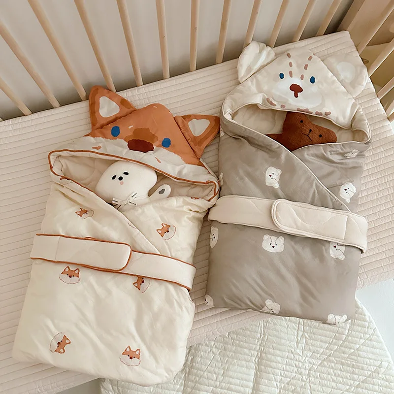 

Gauze Baby Swaddle Blanket Cute Cartoon Soft Cotton Knit Windproof Swaddling Wrap for Newborns Sweet Infant Baby Blanket