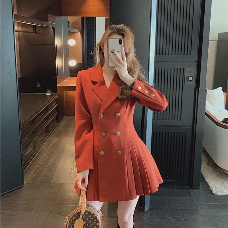 Sexy Black Hepburn Blazer Dress Vintage Aesthetic Woman  Harajuku Korean Fashion Casual Mini Loose for Women Elegant