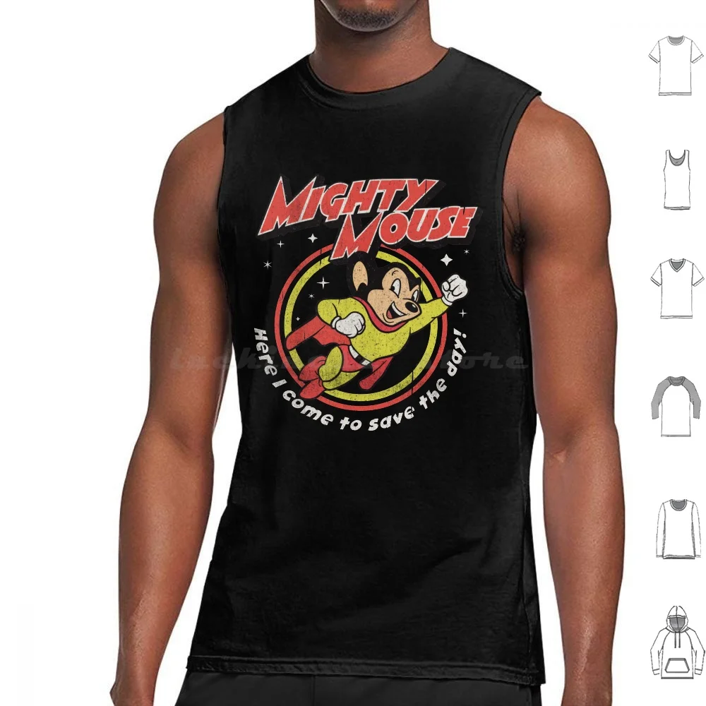 Mighty Mouse Worn Tank Tops Vest Sleeveless Mighty Mouse Cartoons Comicbook Comic Books Here I Come Mouse Old School Superhero