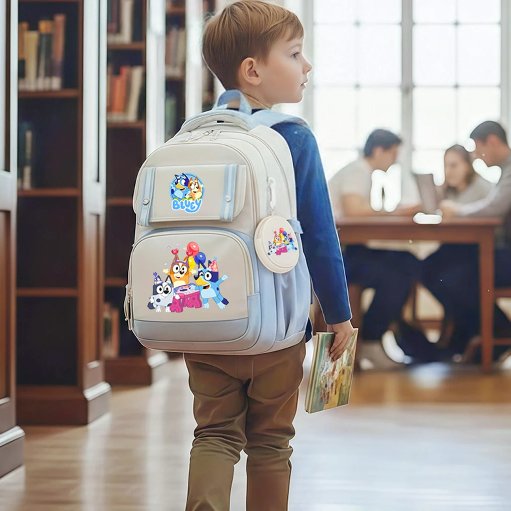 

Рюкзак Bluey сине-розовый, популярная школьная сумка для детей и подростков, большой модный ранец для девочек, дорожный рюкзак, подарок с кошельком для монет