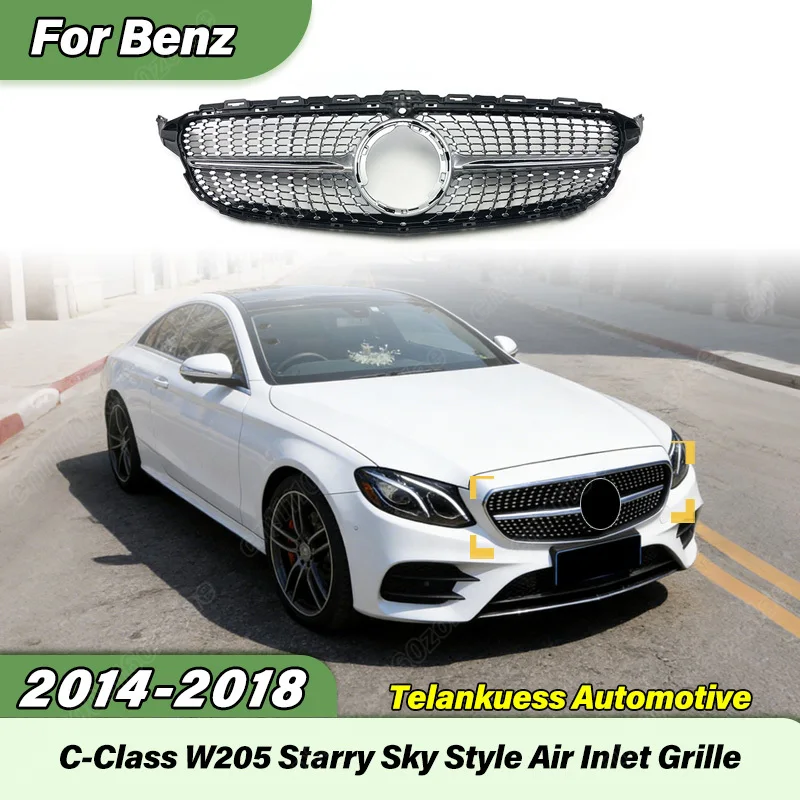 

For Mercedes Benz C Class W205 C205 S205 2014 2015 2016 2017 2018 Car Diamond Style Front Bumper Air Intake Grille Accessories