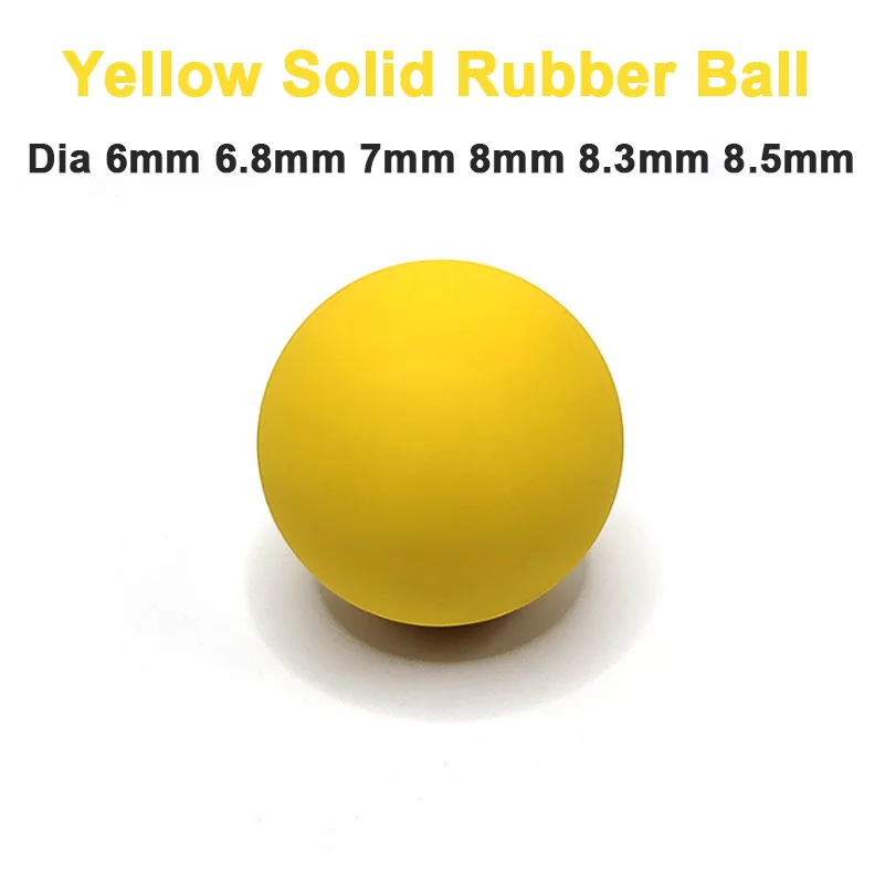 

1-1000Pcs Round Yellow Solid Rubber Ball Dia 6mm 6.8mm 7mm 8mm 8.3mm 8.5mm Sealing Rubber Ball Industrial DIY Parts