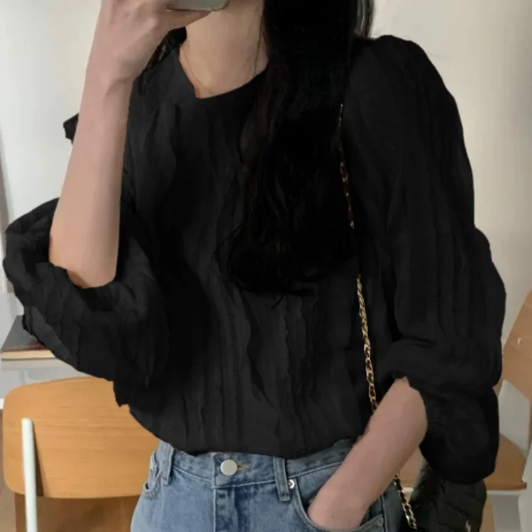 엘레 빈티지 롱 스웨트 여성용 레이스 트림 세로 스트라이프 디자인 감각적 연령 감소 시크 슬레 출퇴근용 적합