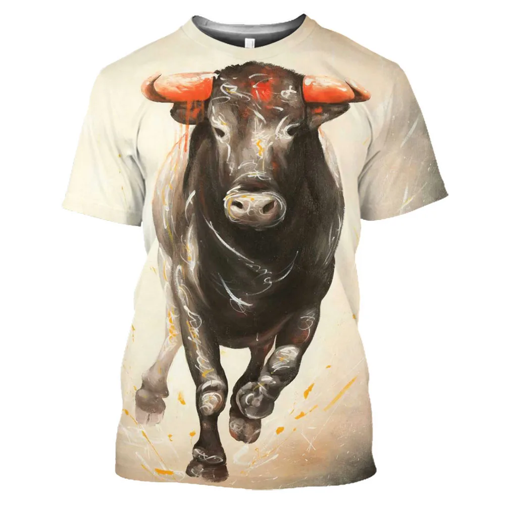 Summer Spanish Bullfight 3D Print T-Shirts Bull Streetwear Men Women Fashion Short Sleeve T Shirt O-Neck Male Tees Tops Clothing