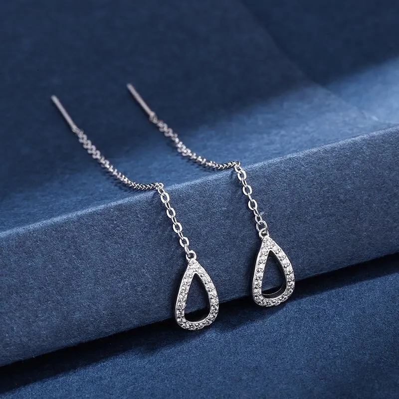 Super Fairy Lady Earrings Long Version Tassel Earrings Simple Personality Fashion Zircon Earrings Long Ear Cord image 4