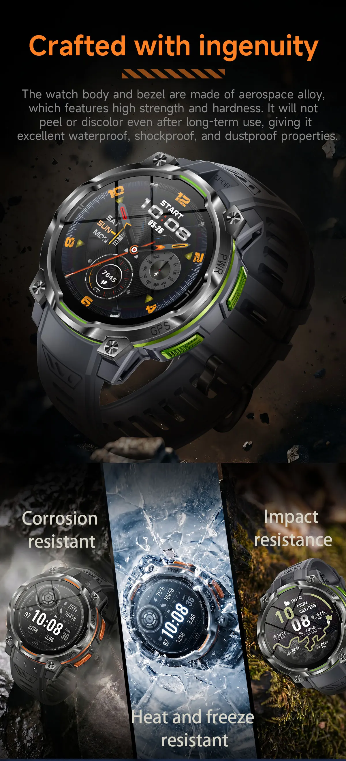NEUE Herren-GPS-Smartwatch mit Offline-Kartenfunktion, 1200mAh Akku, 5ATM Wasserdicht, Kompass, Taschenlampe, Sportfunktionen, Bluetooth-Anruf, Smartwatch 2026 – Detail 4