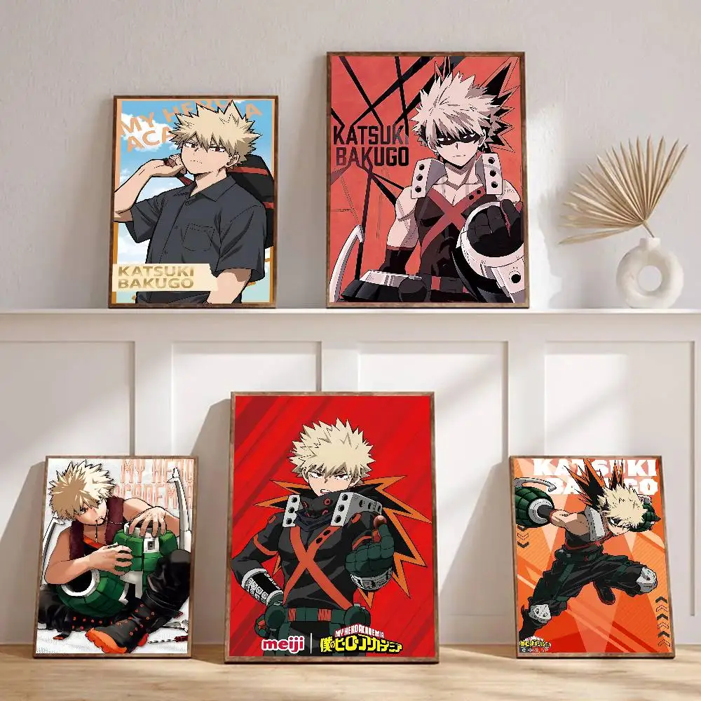 1pc Bakugou Katsuki Poster Sticker Print Waterproof Wall Art For Living Room Bedroom Home Decor