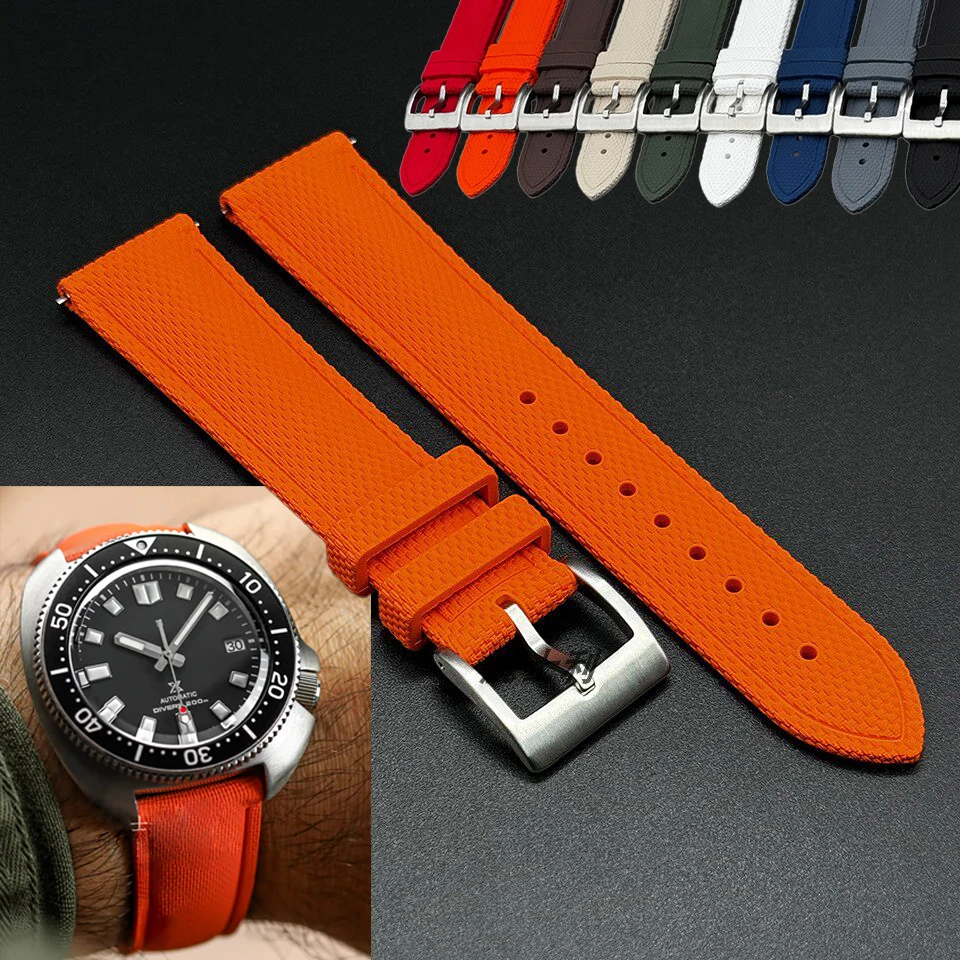For Seiko Prospex Omega Seamaster Citizen Universal Fkm rubber Watchband Grey 20mm 21mm 22mm 24 Men Watch Soft Strap accessories