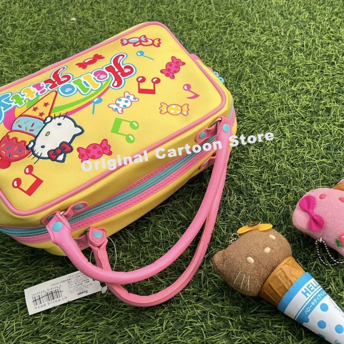 Petit sac à main carré Hello Kitty Sanurgente Kuromi, sac de rangement cosmétique, crème glacée Dopamine, bonbons d'été, cadeau pour fille