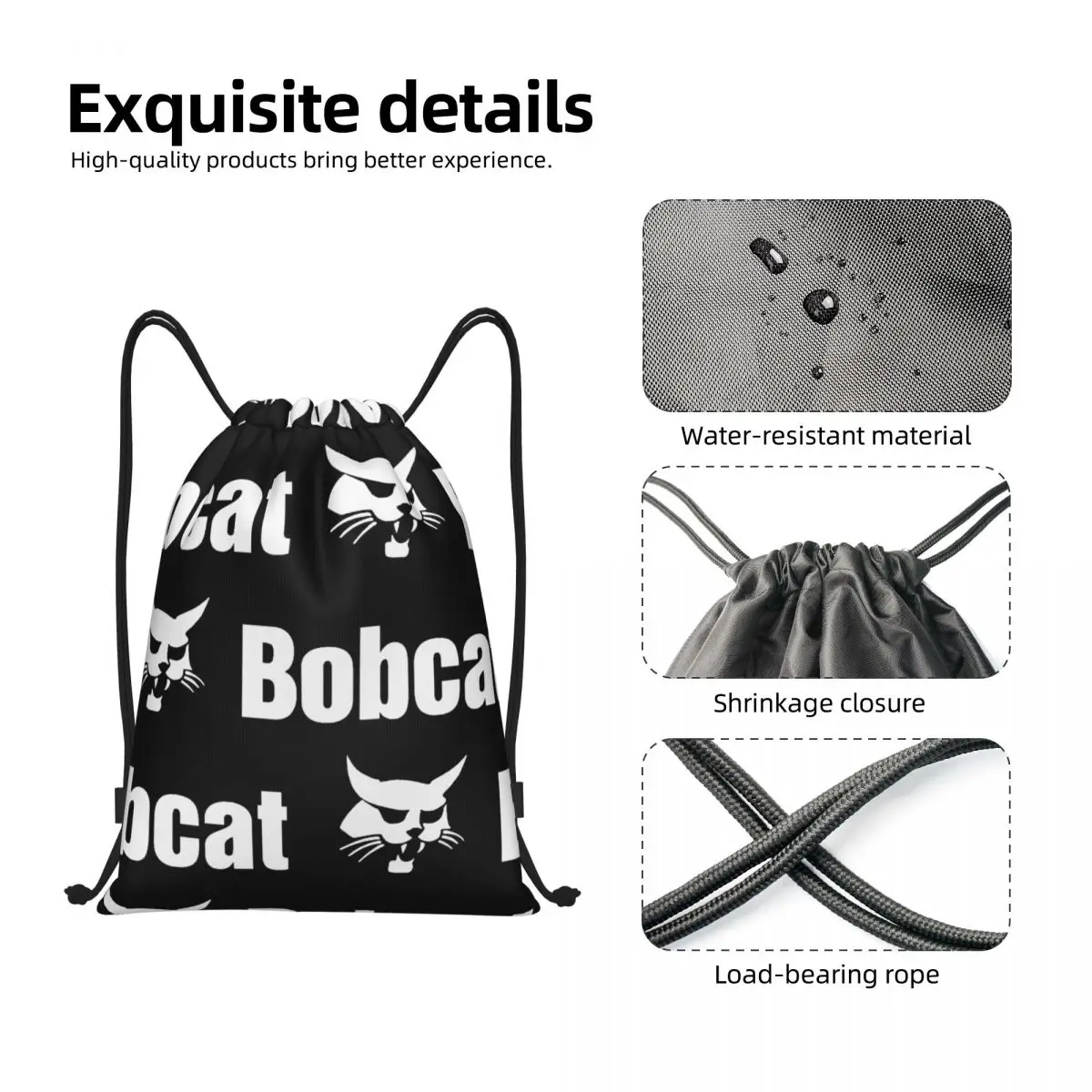 Bobcat logotipo portátil Drawstring sacos, saco de desporto, saco de livro para viajar, multi-função