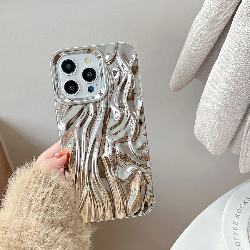 ستيريو الحرير مطوي الملمس جراب هاتف آيفون 16 15 14 13 برو 12 11 ماكس مطلي 16 برو جراب هاتف لينة 17 برو ماكس غطاء