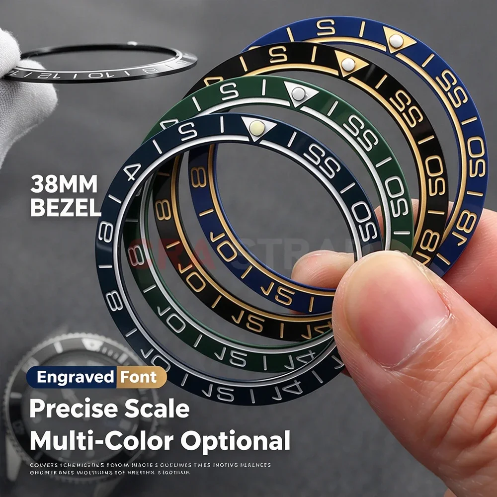 38mmx30.5mm Green Luminous Ceramics Bezel Insert Ring Fits SKX007 SKX009 SRPD GMT SUB Series Men Watch Case Ring Parts Accessory