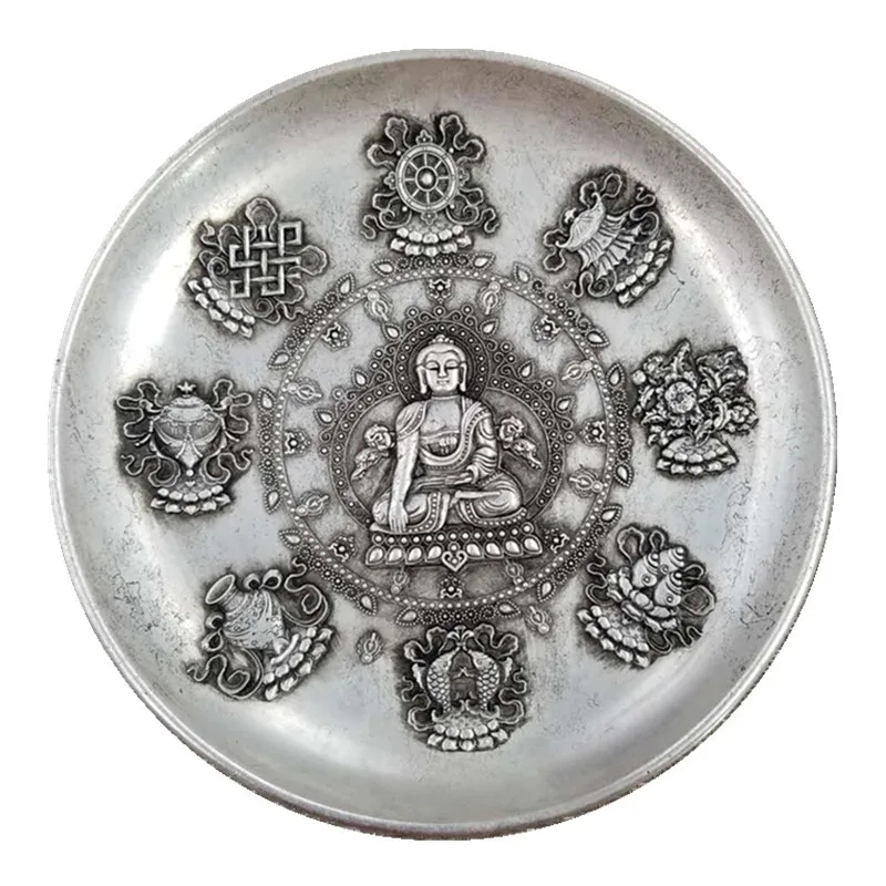 

Antique silver-plated ornaments of eight treasure plates
