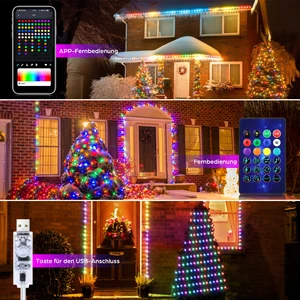 USB RGB Fairy String Light ، ضوء عيد الميلاد ، تطبيق Bluetooth ، جهاز التحكم عن بعد ، شجرة عيد الميلاد ، زخرفة إكليل ، 5 فولت ، 25 م ، 20 م ، 10 م أفضل 6 مصابيح LED ذكية لشجرة عيد الميلاد - رقم 1