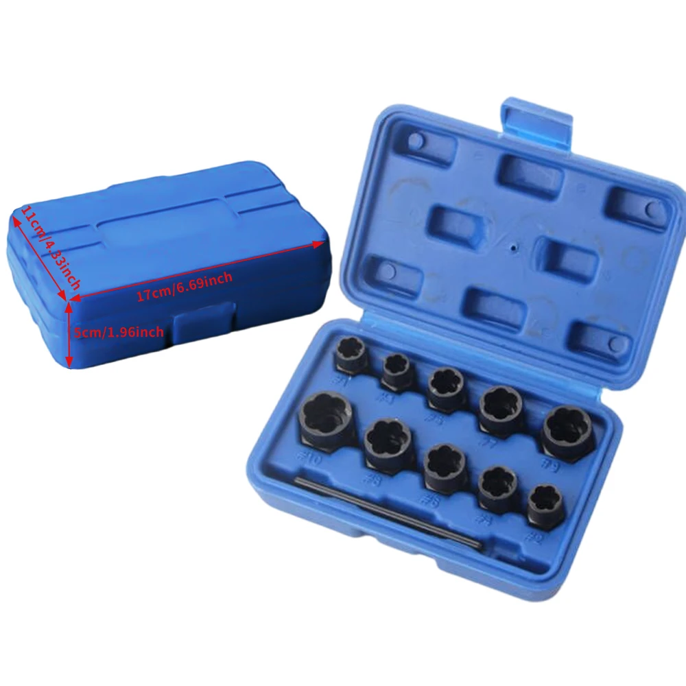 Removes Damaged Impact Nut and Bolt Extraction Tool Set Rusted Damaged Stripped Remover Tool Kit Nut Bolt Extractor Socket Set