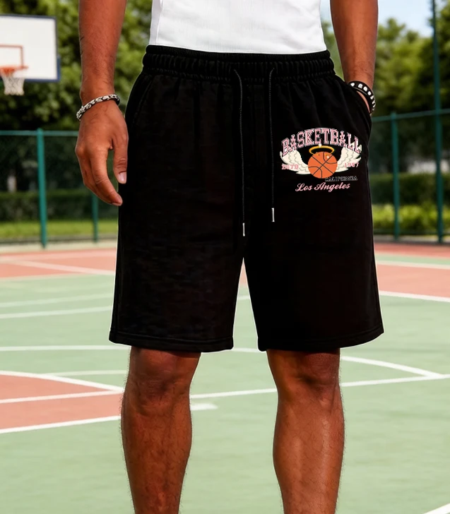 

Los Angeles Basketball Est.1987 Printed Men Stretch Oversized Bottoms Summer Daily Shorts Commute Jogging Beach Sportpants