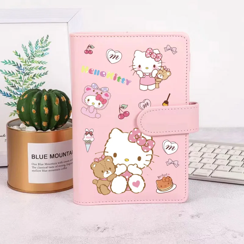 Sanrio Hellokitty  A6 Pu Leather Budget Binder Notebook Peripheral Notebook Handheld Account Book High Appearance Niche Diary