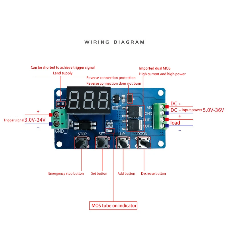 Deek-Robot DDC-432 Dual MOS LED Digitale Vertraging Controller Tijdrelais Trigger Cyclus Timer Vertraging Schakelaar Timing Controle Module