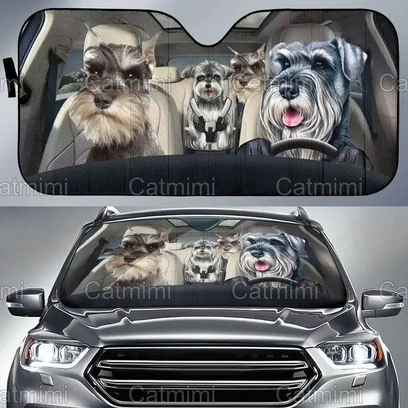 Miniature Schnauzer Dog Car Sun Shade, Car Decoration, Schnauzer Car Sun Shade, Schnauzer Gift