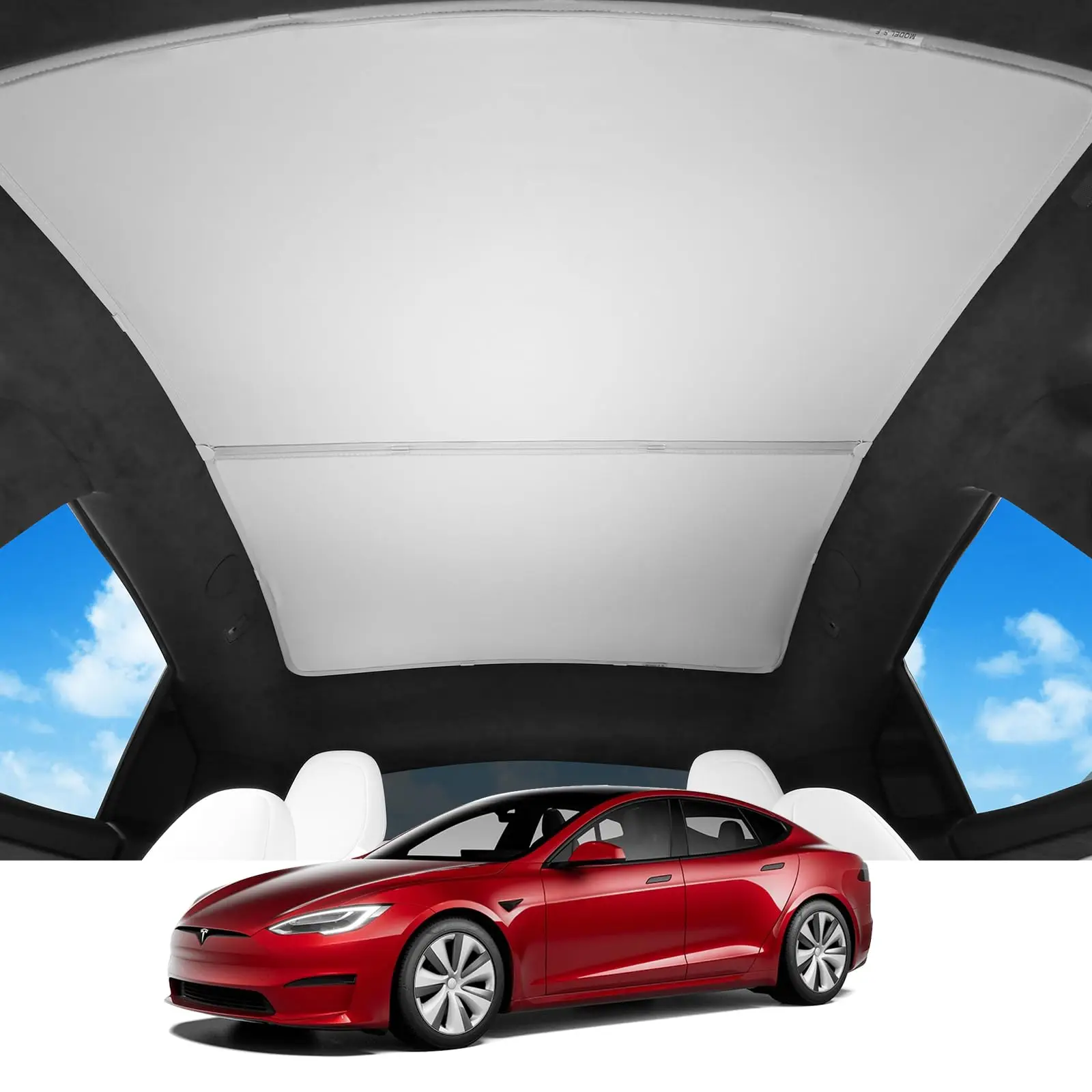 Skylight Sun Shades for Tesla Model S 2016-2025 Roof Sunshade UV Ray Protection Foldable Sunroof Window Ice Crystal Cloth Mesh