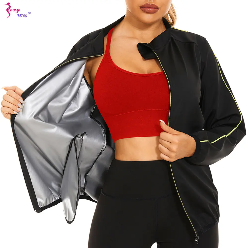 

SEXYWG Sauna Jacket for Weight Loss Workout Top Hot Sweat Body Shaper Slimming Fat Burning Long Sleeves Thermal Sportwear Gym