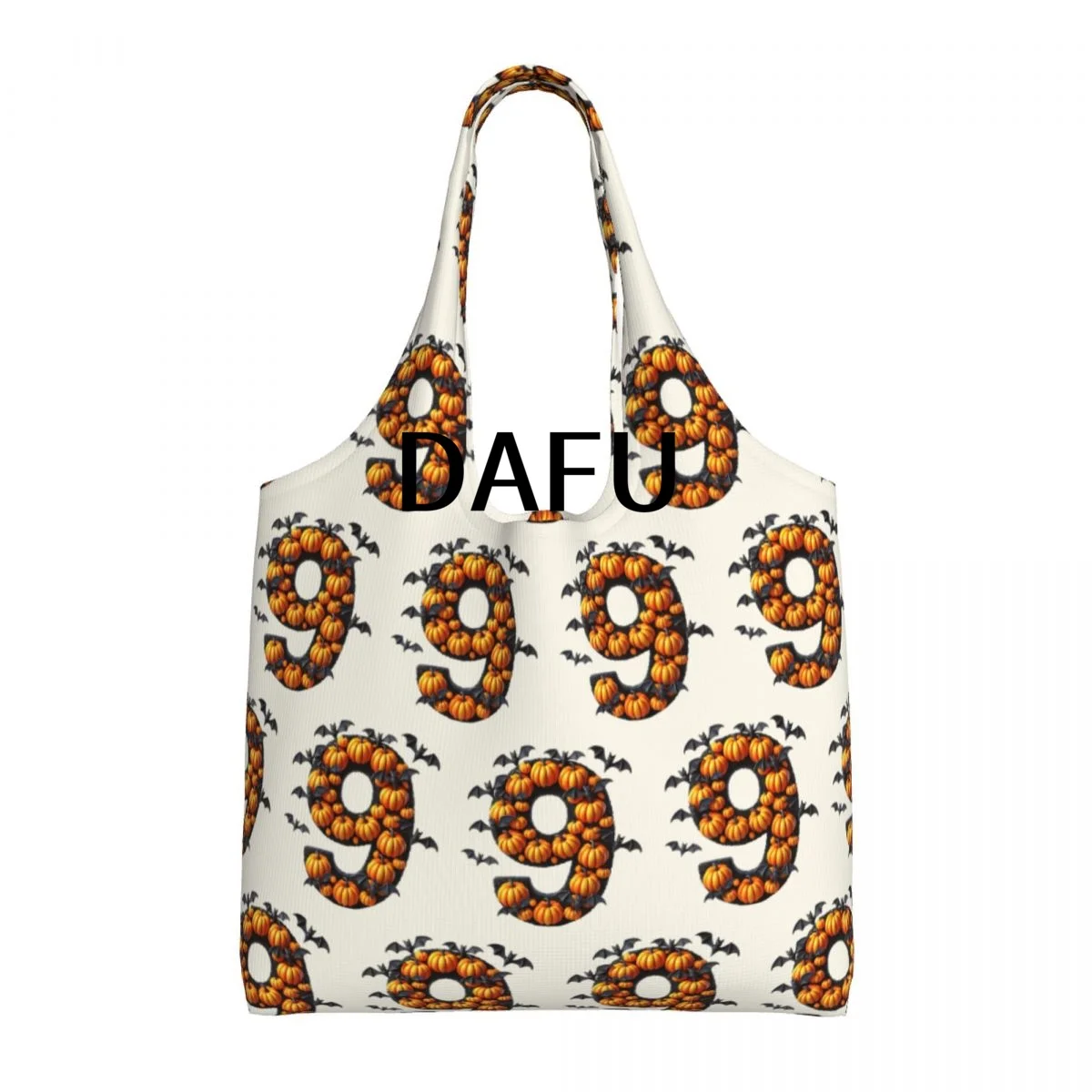 

Batty Pumpkin Number 9 Funny Halloween Bat Pumpkin Tote Bag for Women - Gothic Canvas Shoulder Bag Shopping Commute Party