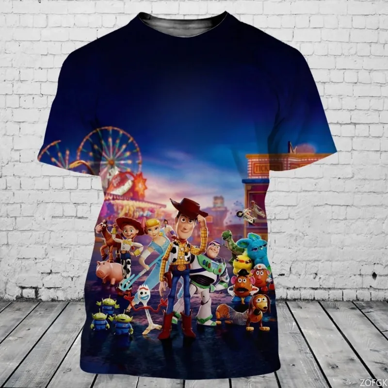 

Toy Mobilization Cartoon Printed Round Neck Casual Loose Men's and Women's Short Sleeves
