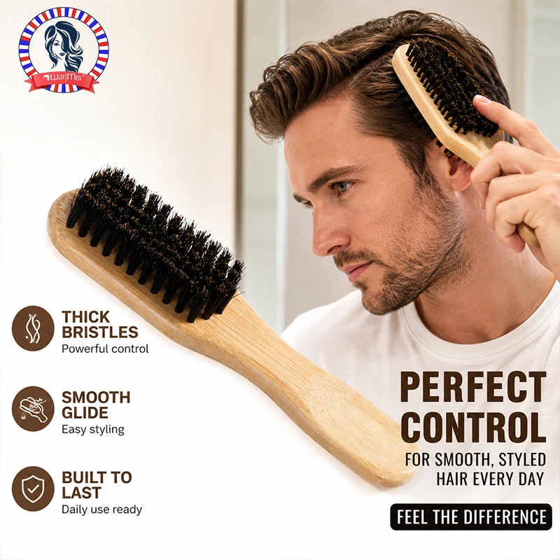 Men'S Grooming Hairstyles - Profesjonalna szczotka do włosów z bambusowym