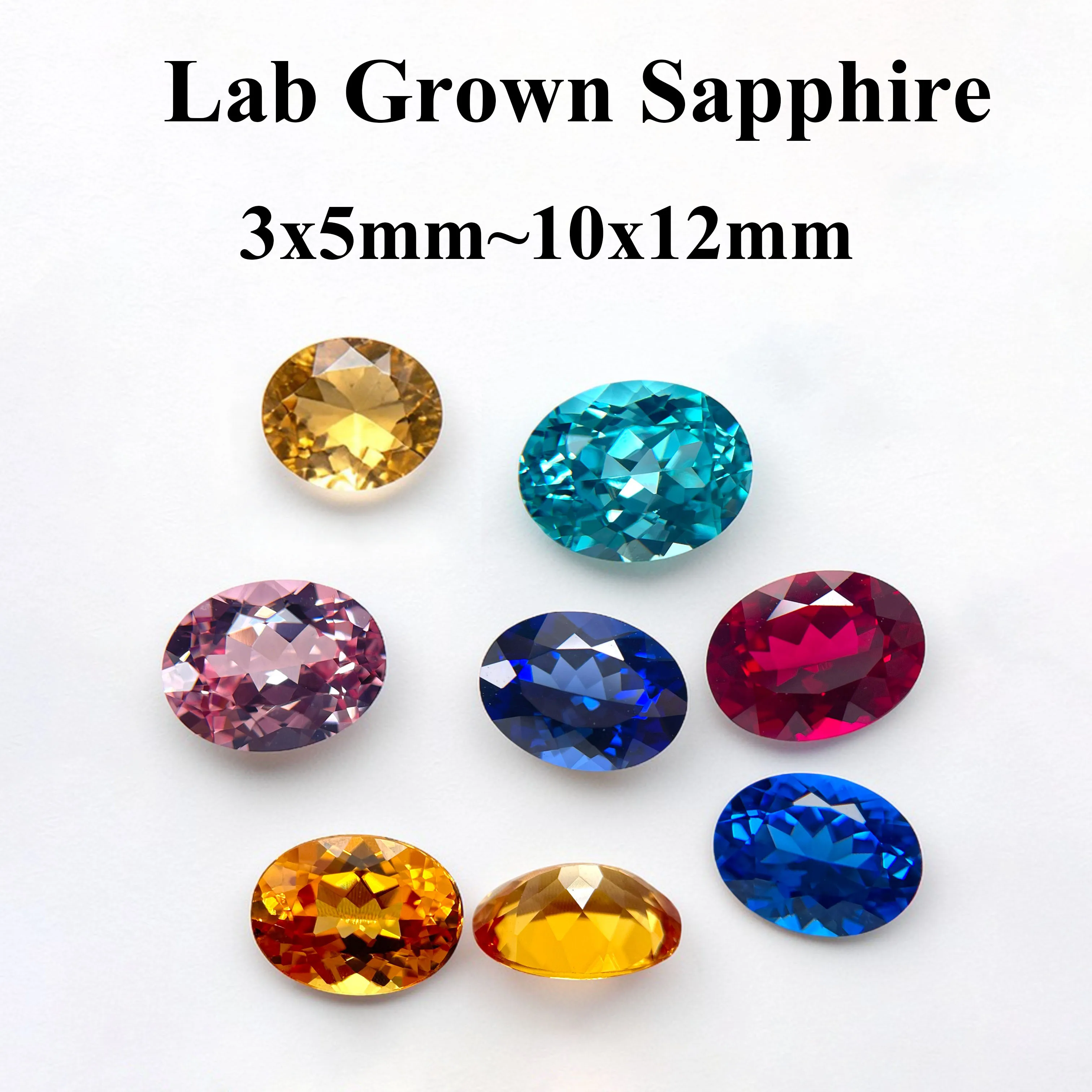 

Lab Grown Sapphire Oval Shape Various Colors Extremely Shiny Loose Gems Used for making jewelry Selectable AGL Certificate