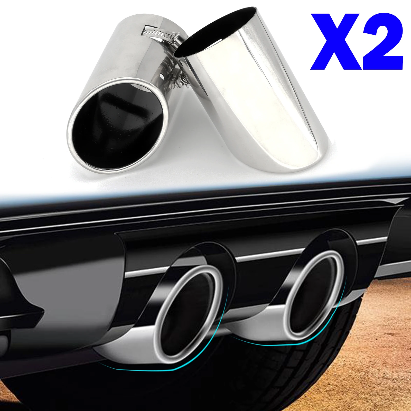 For VW Passat CC Passat B6 3C EOS Fit 52-73mm Car Exhaust Muffler Tip Tail End Trim Chrome Rear Round Stainless Steel Silencer