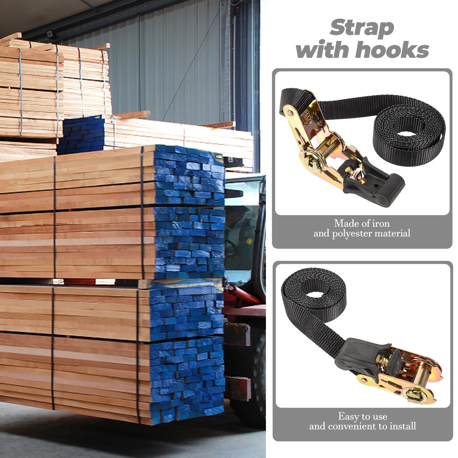 

Car Strap Retractable Ratchet Straps 2.5cmx2m Heavy Duty Polyester Tie Down Truck Cam Endless Hooks Rope Storage