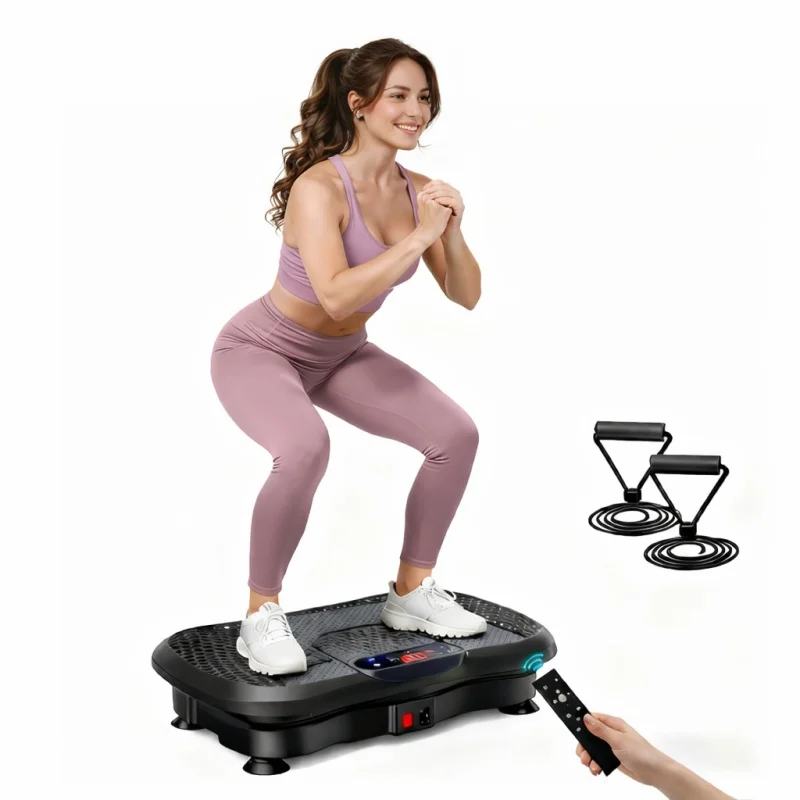 Vibration Plate, PC Steel Exercise Platform, 54x32x12cm Vibration Machine with Resistance Bands, for Home Fitness Muscle Toning
