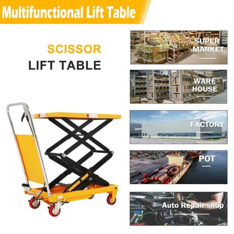 300Kg mobile scissor lift New ground manual material handling lift Small and thin for sale