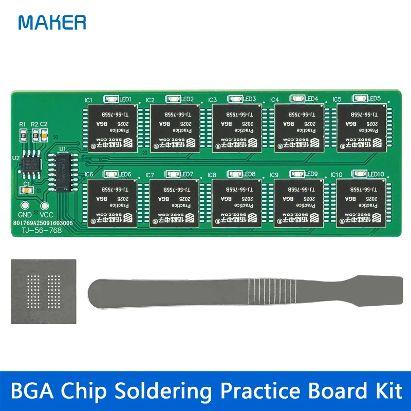 BGA Chip Soldering Practice Board Kit: SMD Decimal Flowing Light DIY Soldering Practice Kit (Loose Parts)