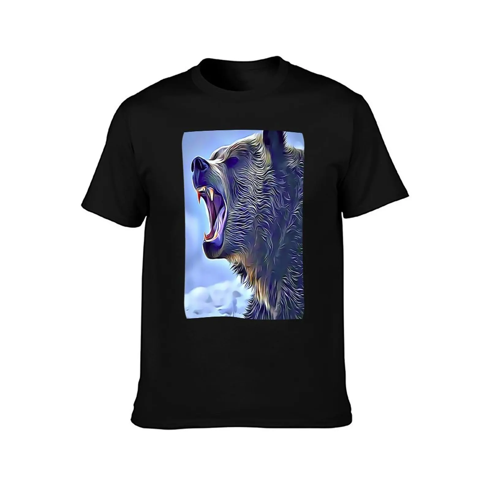 Growling Grizzly Bear T-Shirt Casual Breathable Short Sleeve Top