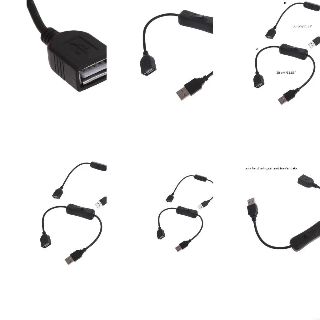 193A USB Male to Female Extension Cord with On/Off Switches for Driving Recordering, LED